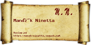 Manák Ninetta névjegykártya